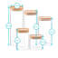 Argon Tableware - Square Glass Storage Jars with Wooden Lids - 5 Piece Set