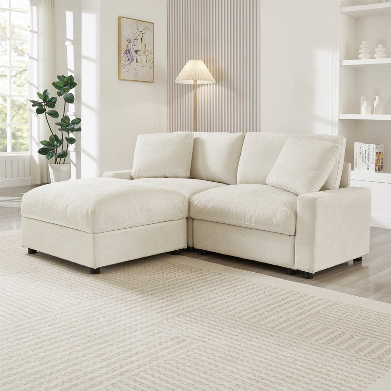 Canapé modulaire 72,05 po L, Beige Polyester, 30.31" H x 72.05" W x 61.42" D