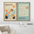 Classical Artwork Geometric Teal Abstract Mid-Century Modern Picture Framed Canvas 2 Pieces Print Wall Art-71660108-71660109