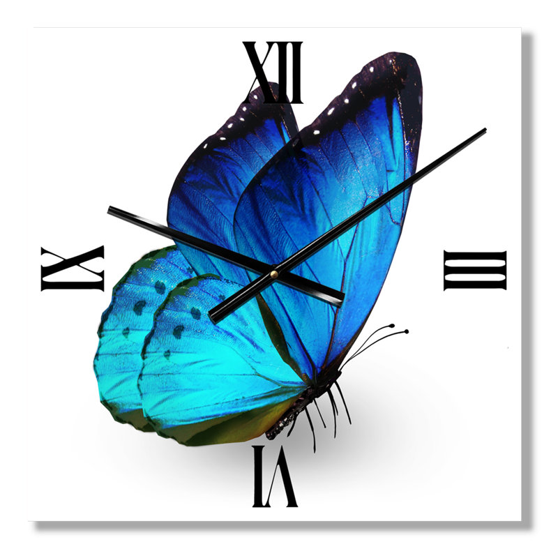 Horloge murale vibrante papillon bleu, Grand