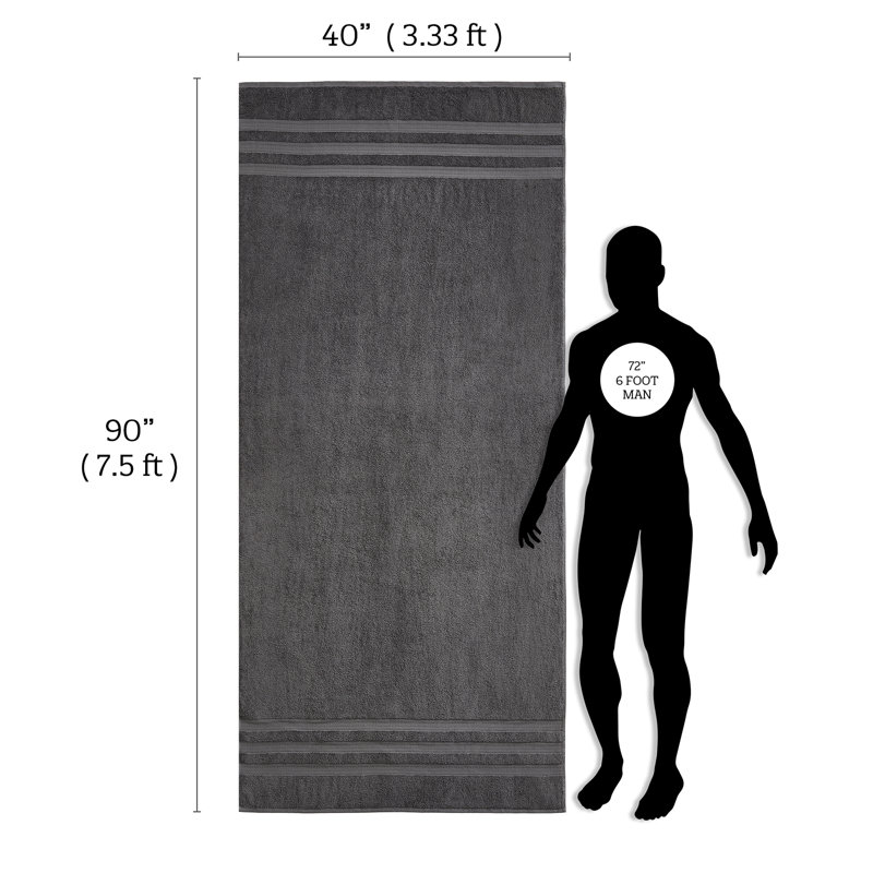Plus Size Oversized Towel 100% Cotton Ultra Extra Large 40 x 90in Bath Towel, Charcoal