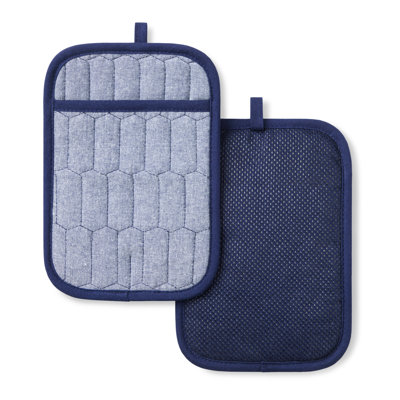 Ensemble de 2 porte-casseroles matelassés en chambray matelassé MARTHA STEWART 7 po x 10 po