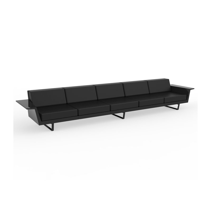 Delta 170" W 5 Seat Sofa, Black Polyester, Basic Black