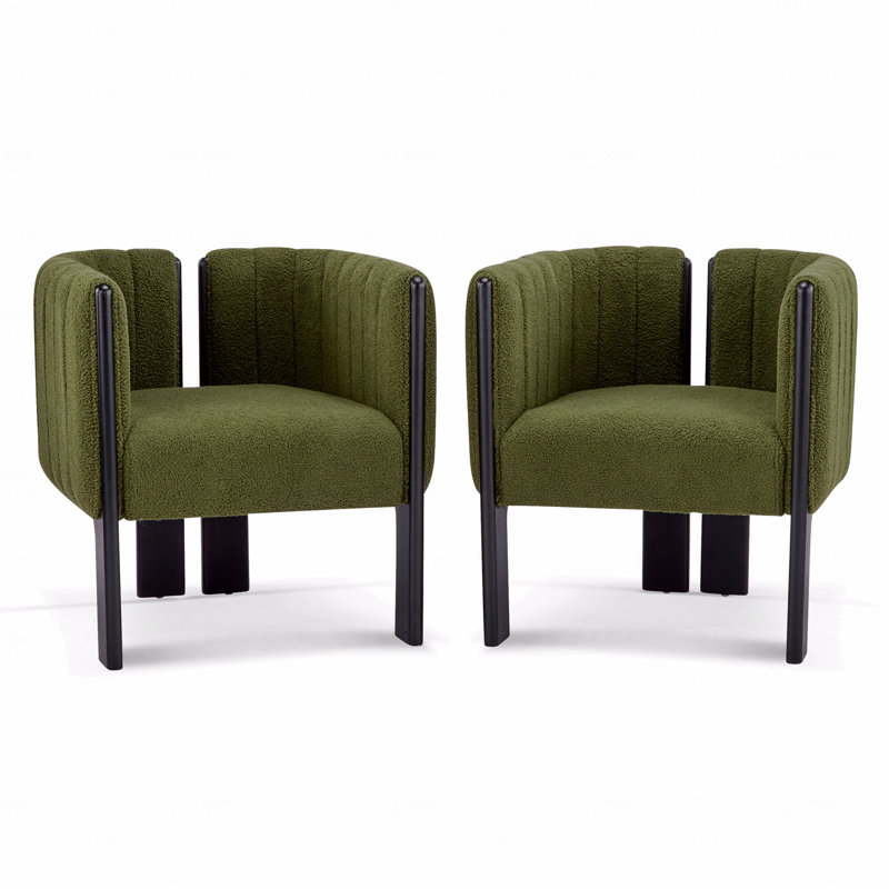 Ensemble de 2 chaises de salle à manger, chaises de style moderne et structure en bois d'hévéa, Vert, Noir