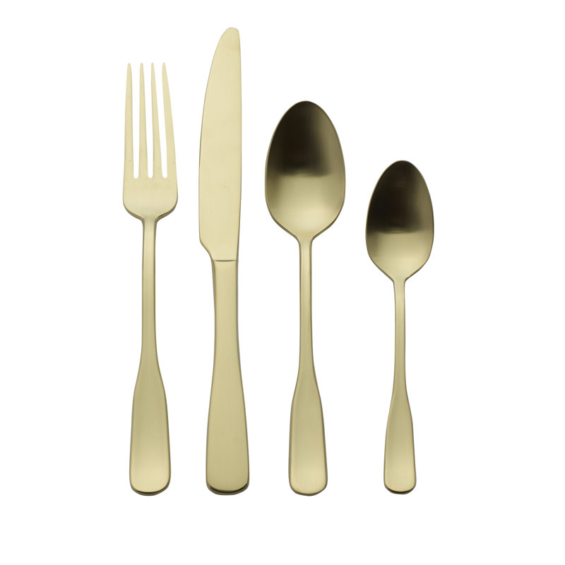 Satin Champagne Landyn16-Piece Stainless Steel Flatware Set, Service For 4