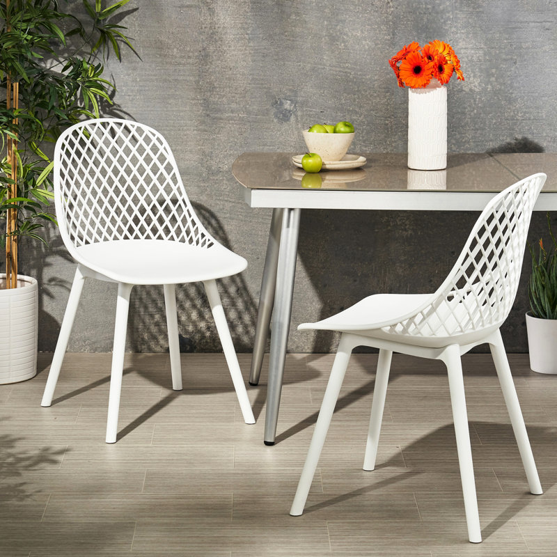Weather- Outdoor Seats - White Polypropylene, Stable Construction, Diamond Mesh Polypropylene Chairs , , Appearance, White