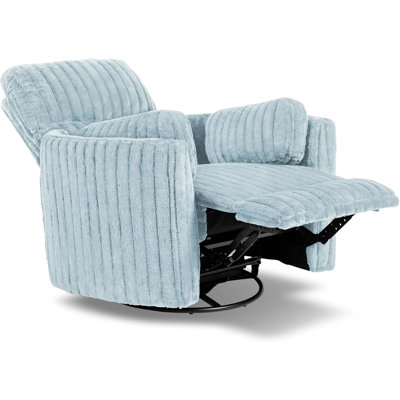  360 Swivel Rocking Glider Power Recliner Chair with 24" Wide Seat & Type-C & USB Ports, Sky Blue