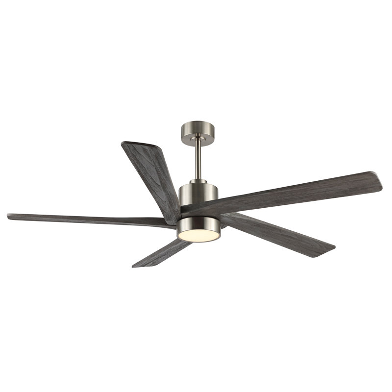 Athanafis Ceiling Fan with LED Lights, Nickel with Gray Blades, 54"