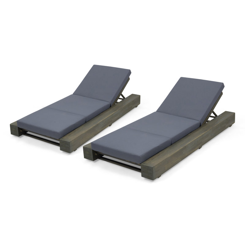 Chaise longue d'extérieur en bois Tomalin, Gris foncé, Gris sablé