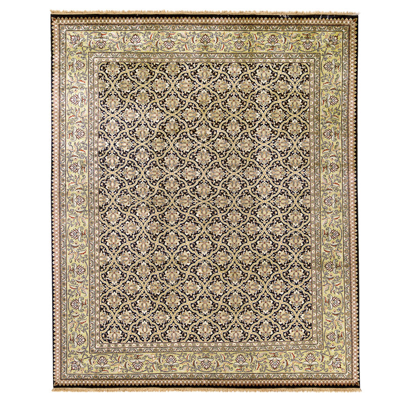 High-Quality Hand-Knotted Black And Gold Area Rug