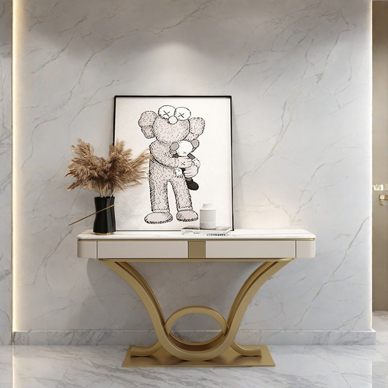 Italian  Luxury  Console Table, 33.5" H x 55.1" W x 13.8" D, Gold