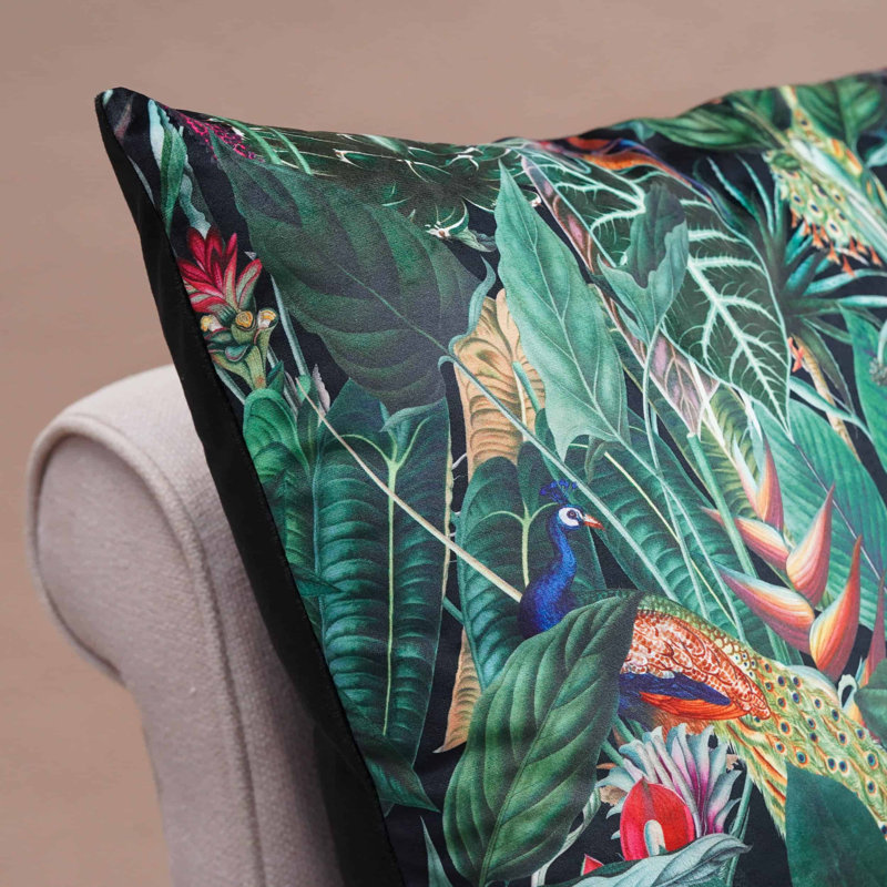 Animal Print Black Cushion, 58x58cm, Feather
