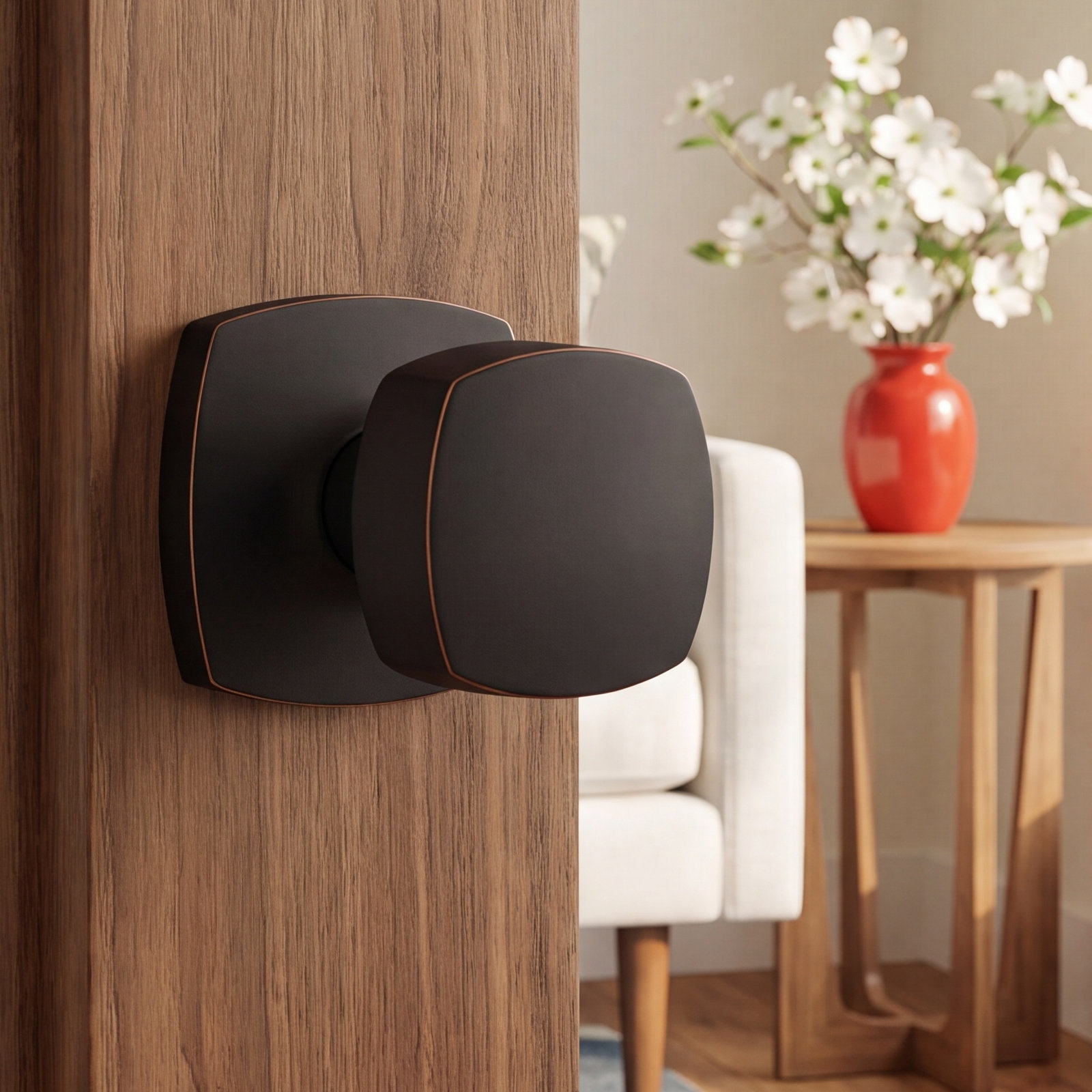Freestone Privacy Door Knob with Rosette, Oil Rubbed Bronze