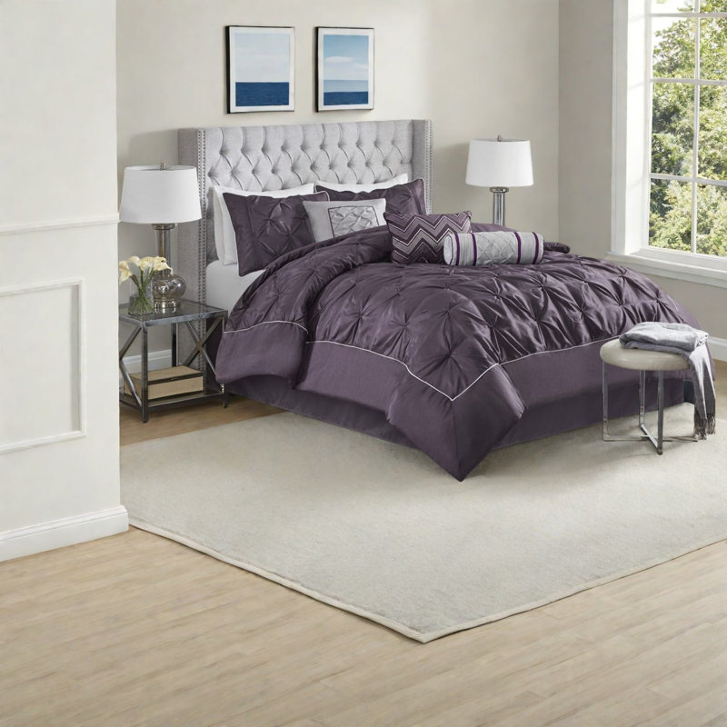 Elegant Plum Bedding Sets Polyester 7 Piece Comfort For Home