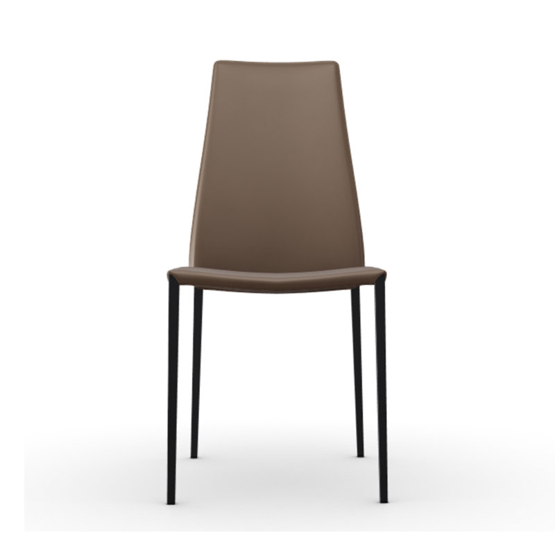 Aida Upholstered Ergonomic Chair with Metal Frame, Regeneratedlth Cognac, Matte Black