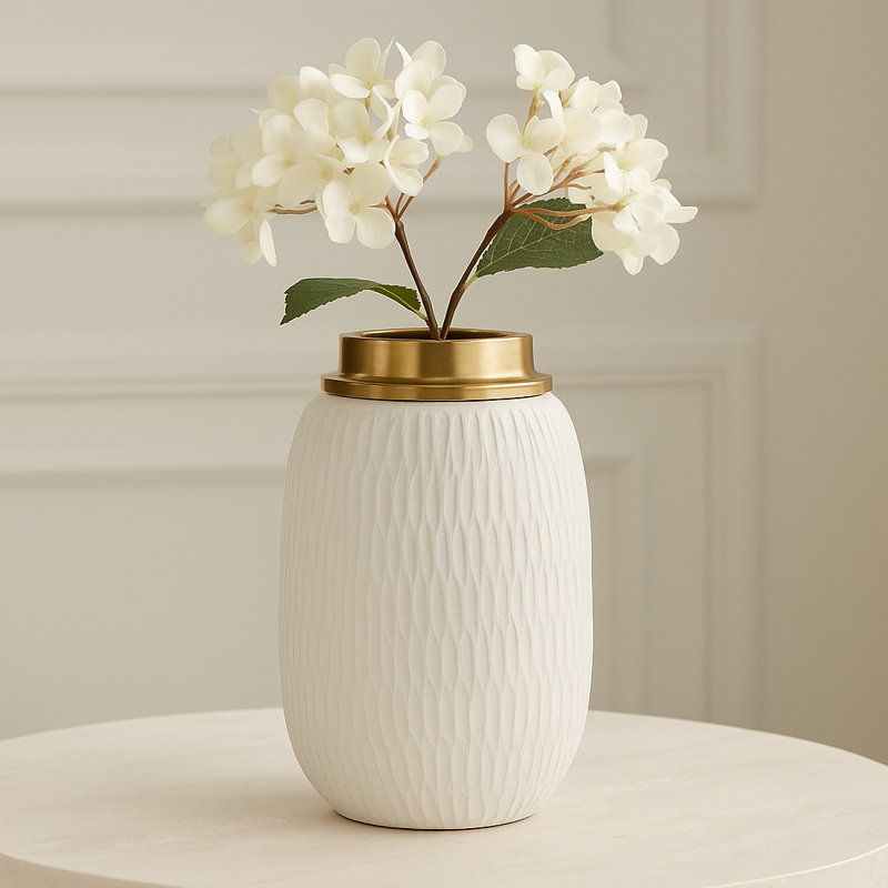 Handcrafted Earthenware Pottery Vase - Modern Decorative Ceramic Accent for Home Decor, Artisan Crafted Tapered Design, Unique Textured Surface, Elegant Contemporary Style