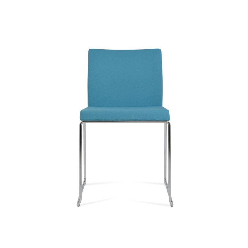 Chaise empilable en laine Aria, Chrome chrome, Turquoise