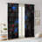2Pcs Black Curtains with Red Blue Cub Pattern  Window Treatment Rod Pocket Drapes for Living Room Bedroom Gaming Home Decor Modern Tech Style-850202241
