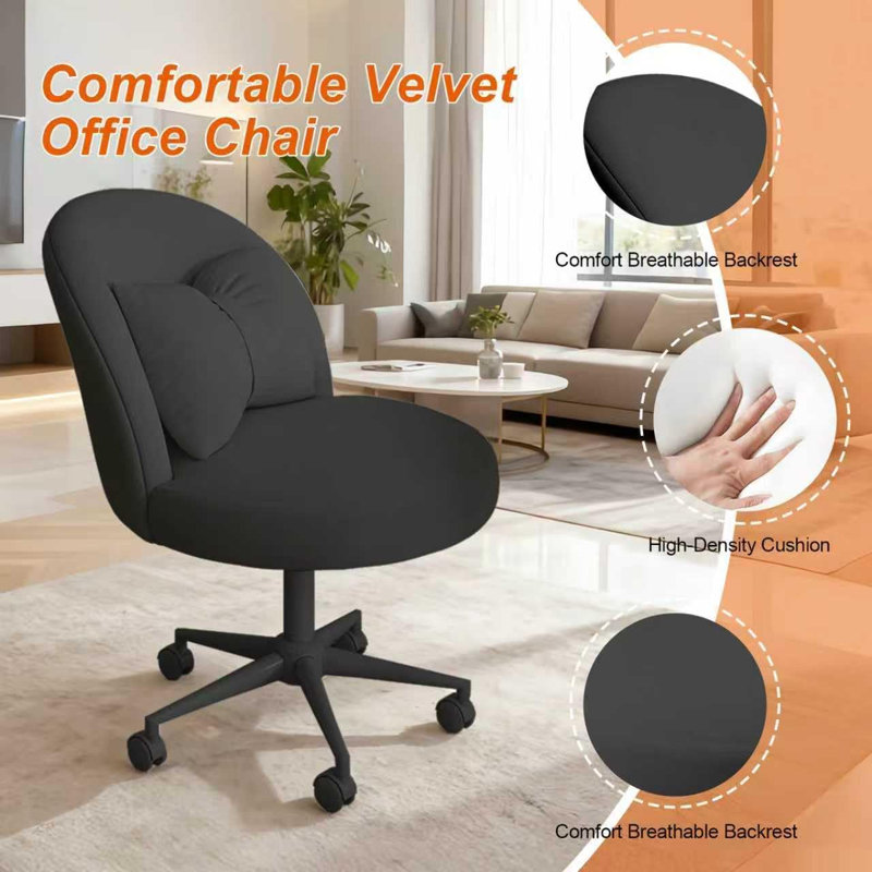 Velvet Task Chair, Black