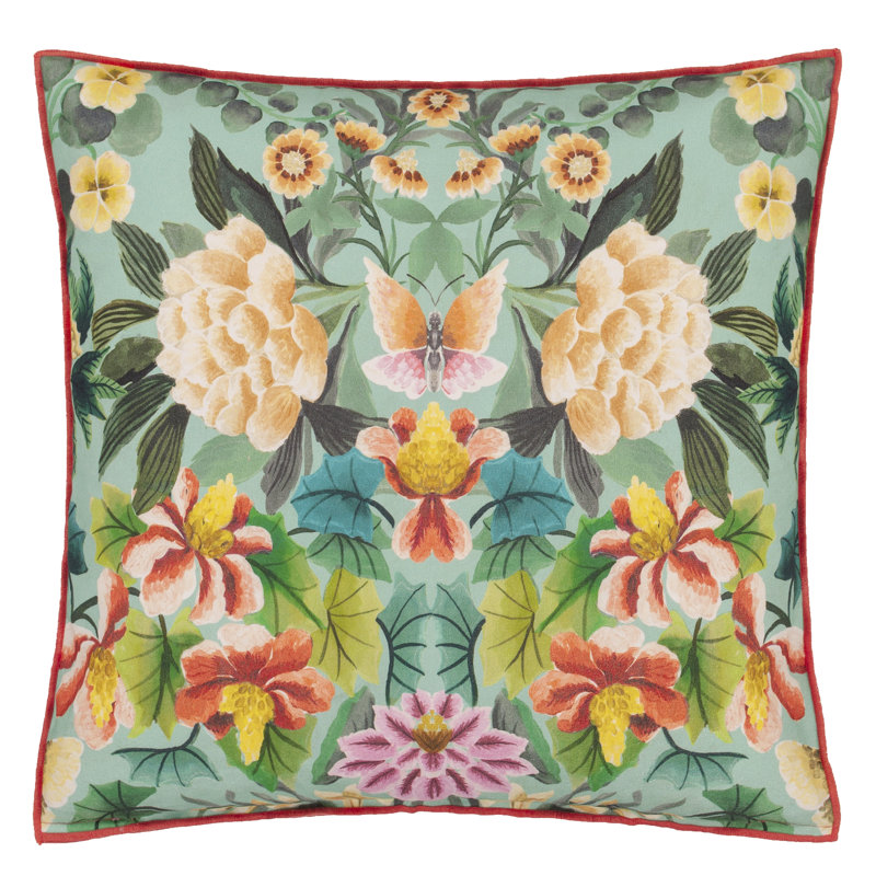 Ikebana Damask Aqua Decorative Pillow