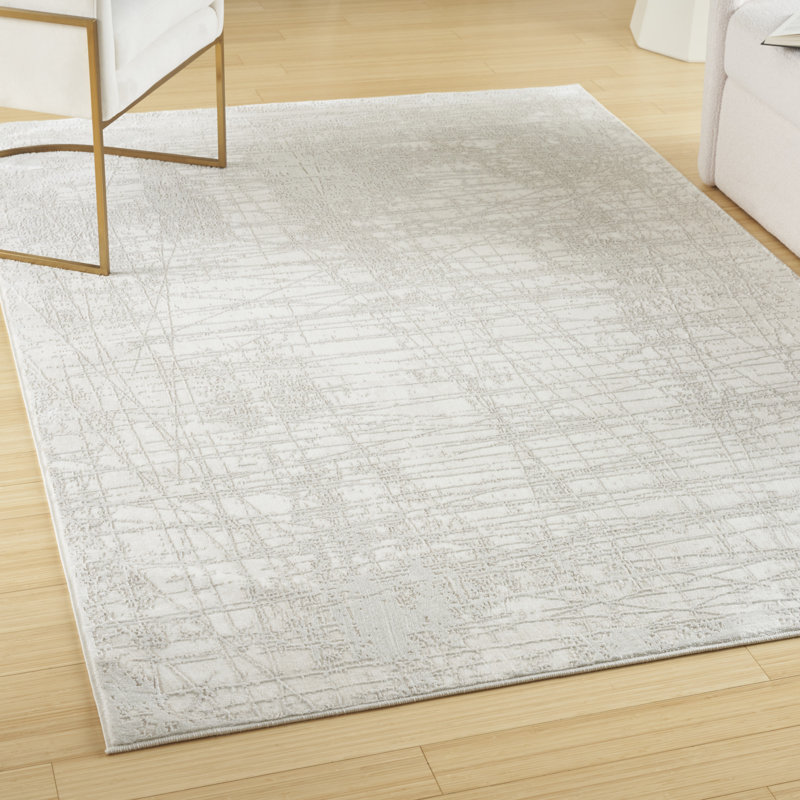 Tapis d'intérieur moderne gris ivoire Brayden Studio® Friderika 7 pi 10 po x 9 pi 10 po