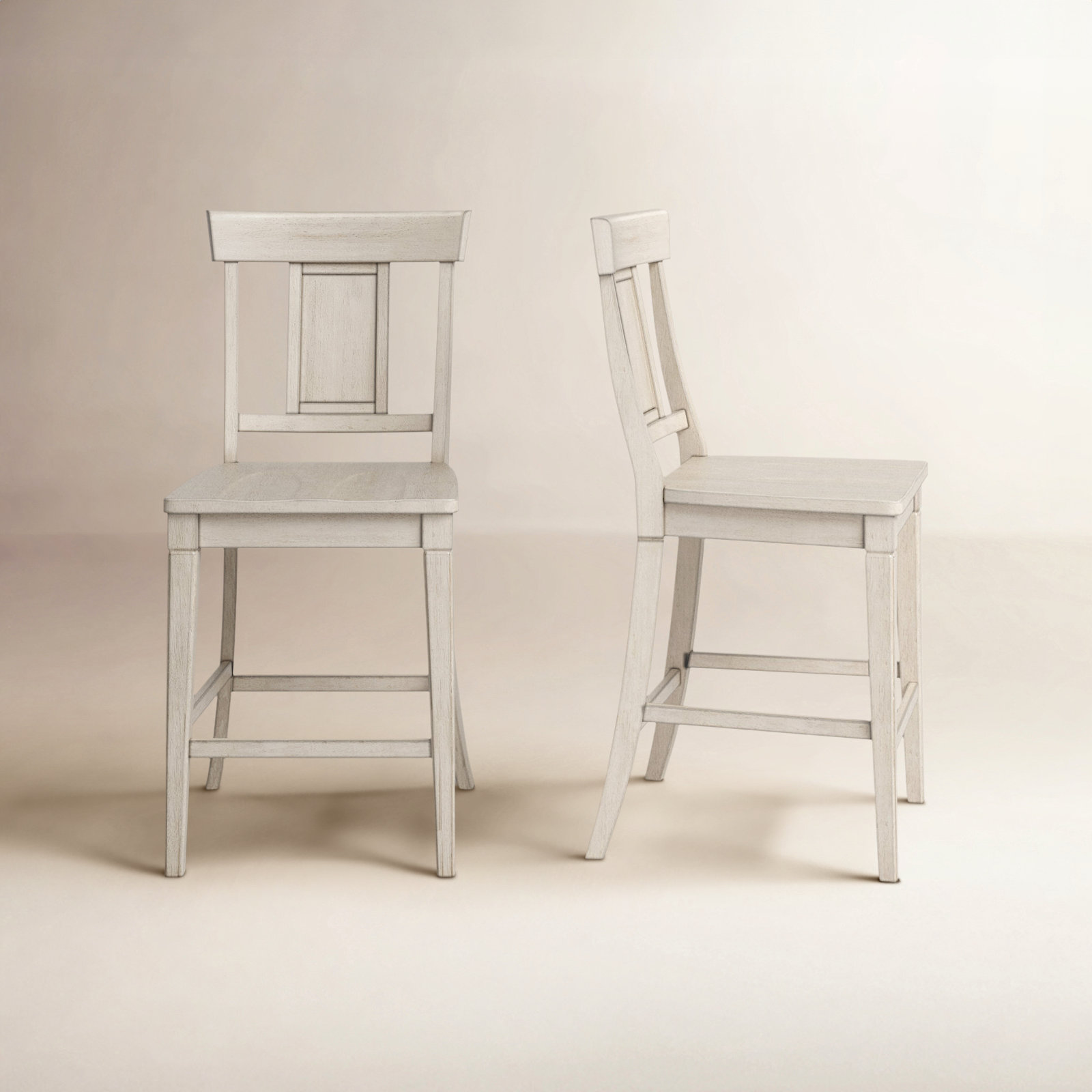 Fortville Solid Wood Counter/Bar Stool, Antique White, Counter Stool (24.21" Seat Height)
