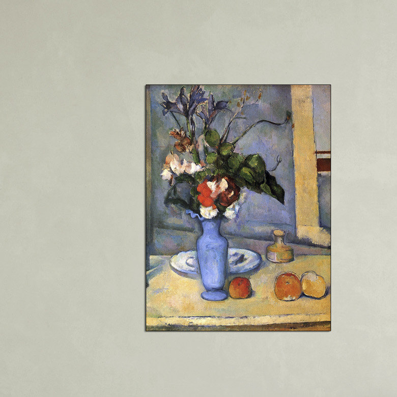 'Still Life with Blue Vase' by Paul Cezanne Painting Print, 80cm H x 60cm W x 1.8cm D