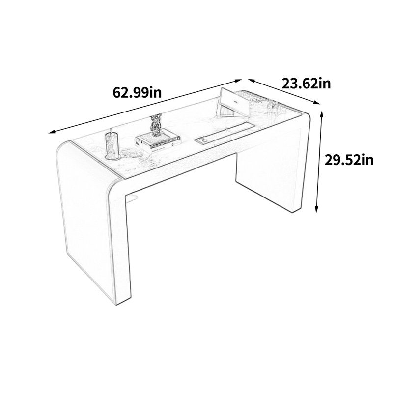 Elegant and stylish desk, 29.52" H x 62.99" W x 23.62" D