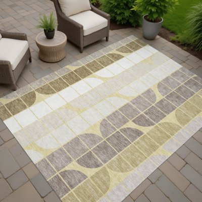 Machine Washable Indoor/Outdoor Lockway ACN2418 Mid-Century Modern Rug
