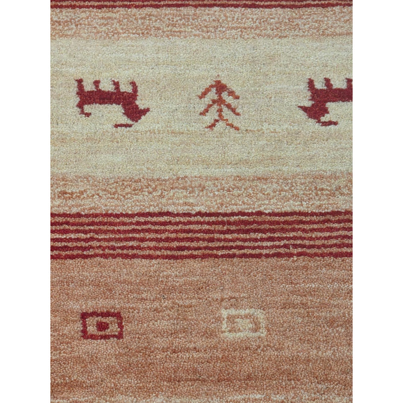 Handloomed Red Gabbeh Tribal Wool Area Rug, 5' x 8'