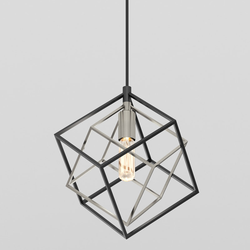 Luminaire suspendu carré à 1 lumière Tongai, Nickel brossé
