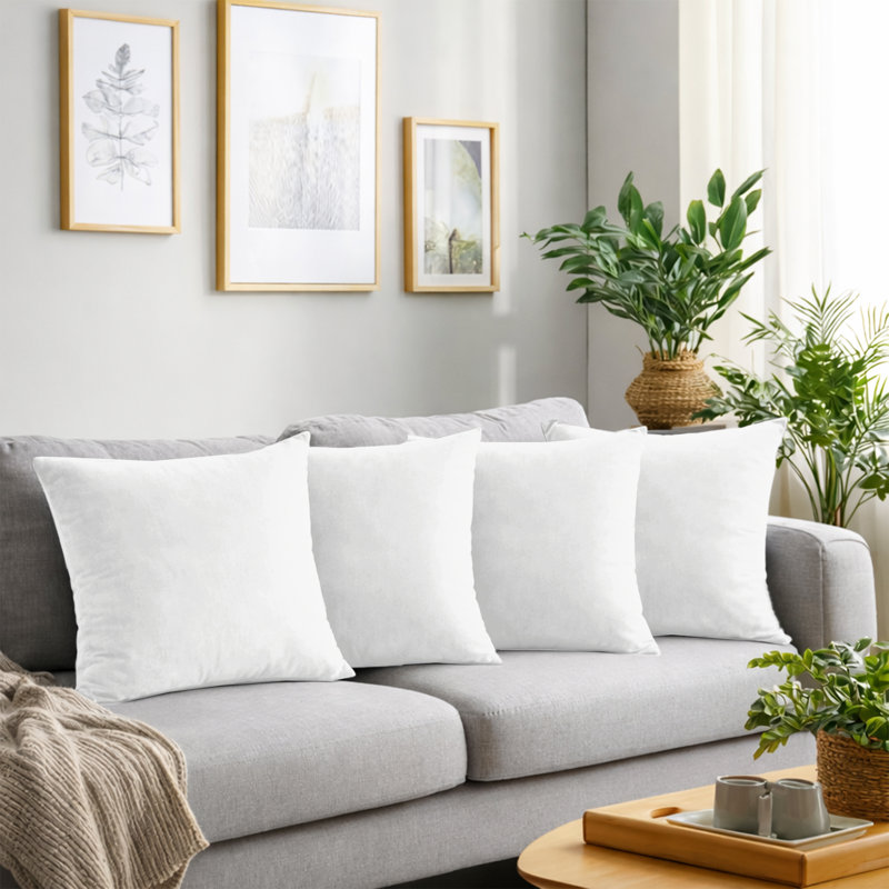 Crushed Velvet Cushion Cover Set (Set of 4), Off White