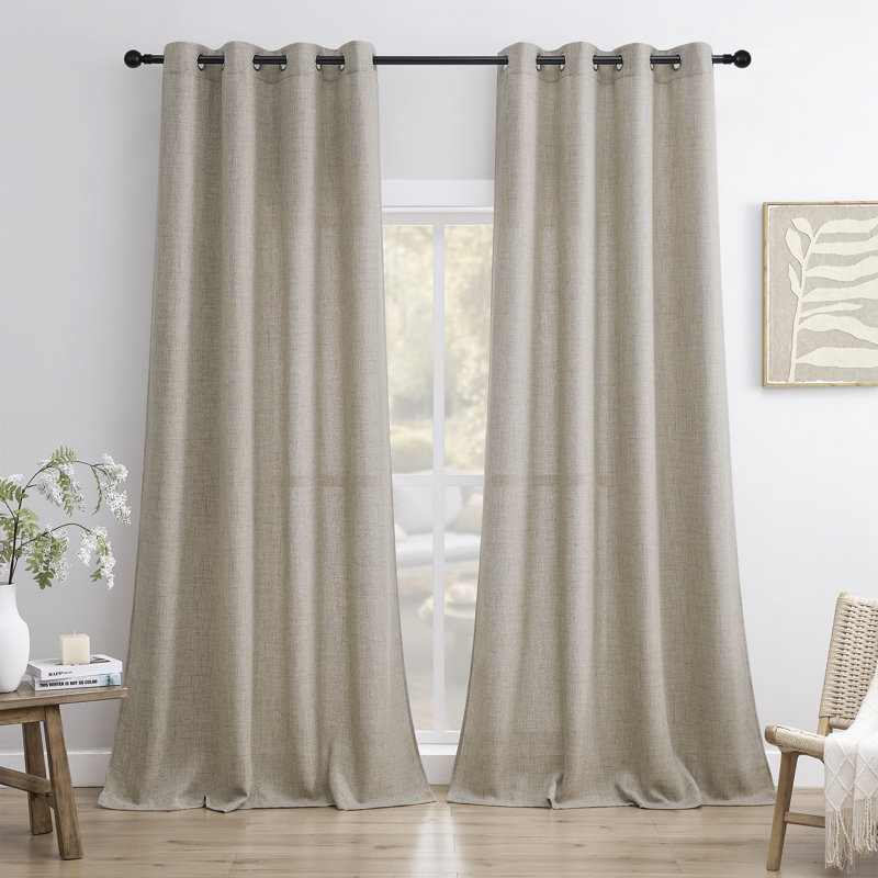 Paire de rideaux semi-transparents Draycott, L 52 po x L 108 po, Cappuccino