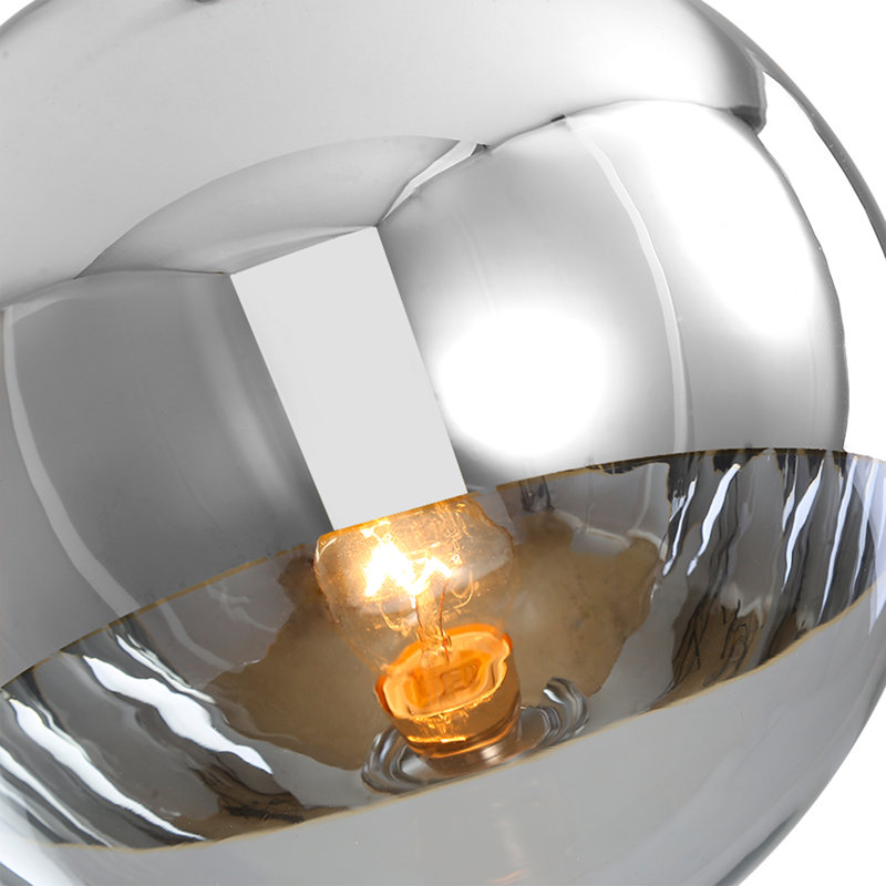 Luminaire suspendu moderne en verre dégradé métallique, demi-chrome / sphère dorée, H 59 po x l 14 po x P 14 po, Argent