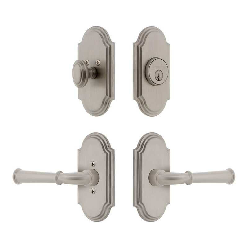 Ensemble de petites plaques d'entrée Grandeur Arc avec levier Georgetown, 2.75", Nickel satiné, Droitier