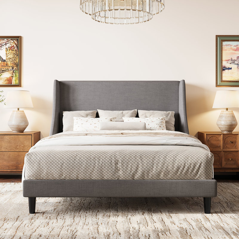 Bowdoin Upholstered Wingback Platform Bed | Modern Style
