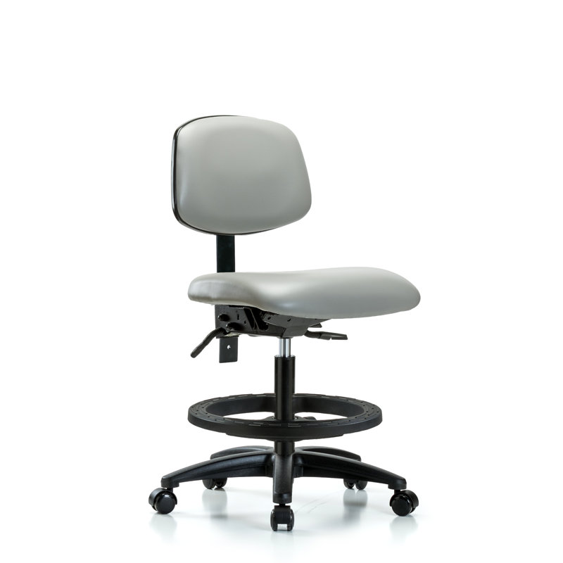 Lyra Vinyl Drafting Chair, Casters, Dove, Included