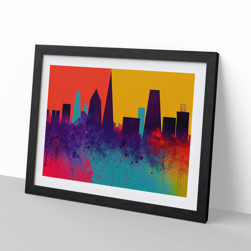 Vibrant City Skyline Art Vol.1 Abstract - Framed Print, 46cm H x 64cm W x 2cm D, Black