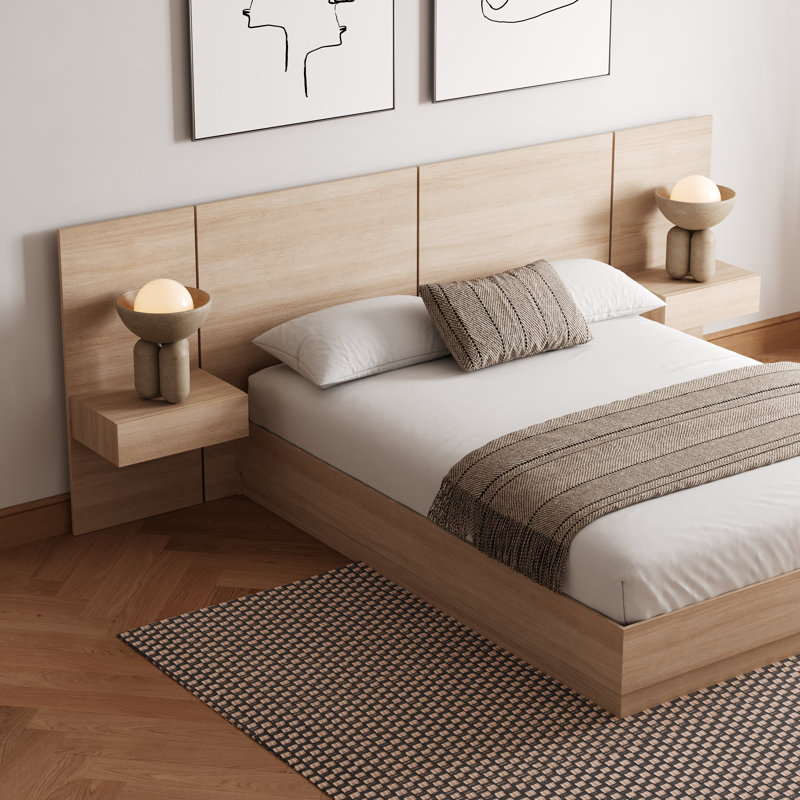 Ensemble de chambre à coucher 3 pièces Filoftea, Beige, Grand lit