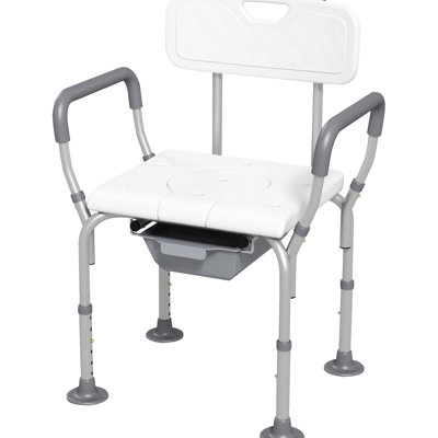 Siège de toilette à hauteur ajustable - chaise de douche 31 po, chaise blanche pour personnes âgées à mobilité réduite, 31 po, surface antidérapante blanche