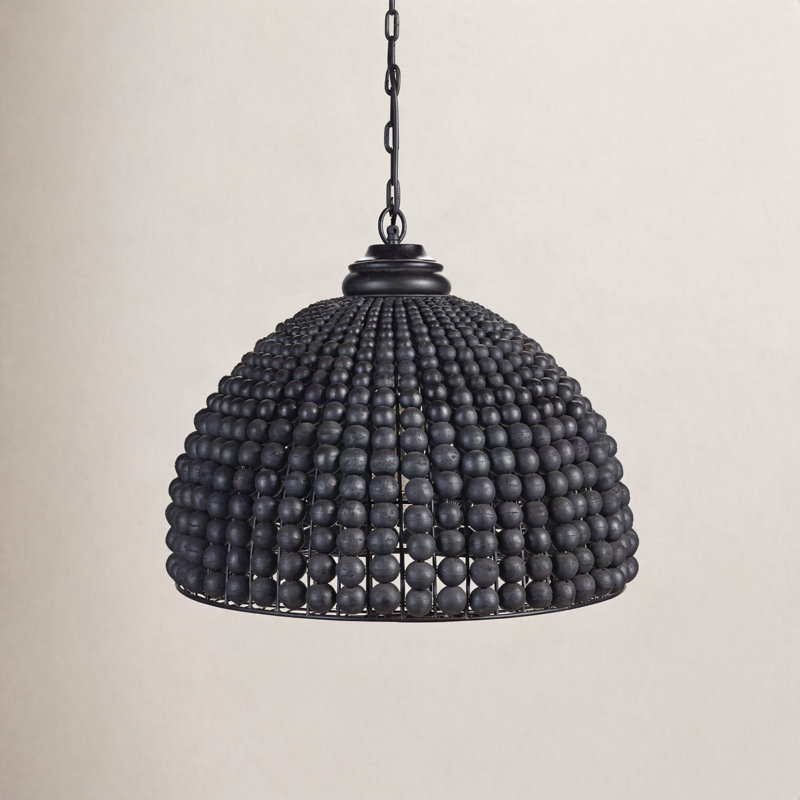 Luminaire suspendu en forme de dôme à 1 lumière avec accents en fer forgé Lindy