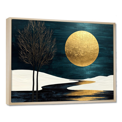 «Quiet Bold Mountain In Emerald Gold Harmony II», art mural grand lac
