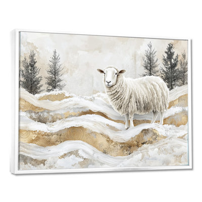 Doti, mouton marbré doré à la ferme, paysage d'hiver I - mouton, art mural