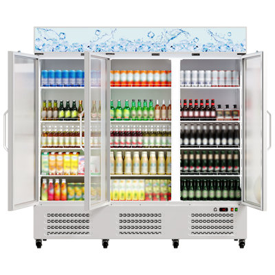 38.9 Cu.Ft Commercial Beverage Refrigerator, 3 Glass Door Frost-Free Display Cooler with 360° Circulation Cooling, LED Lights, Adjustable Shelves & Anti-Fog Glass for Commercial Use