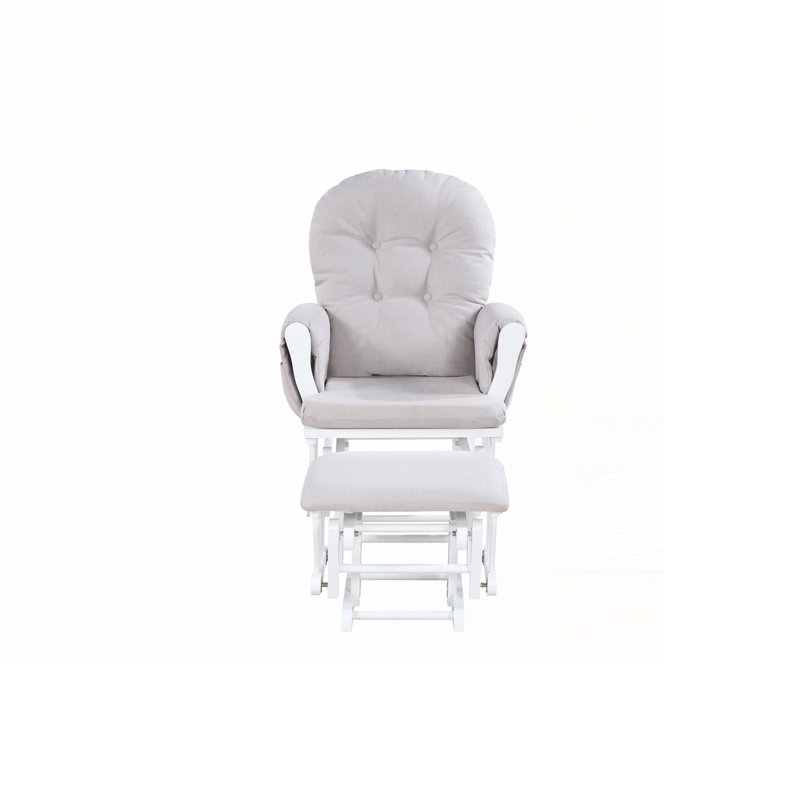 Fauteuil oscillant et repose-pieds Mason, Bois blanc, Gris clair