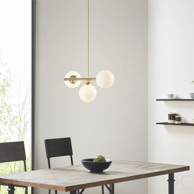 3-Light Chandelier With Frosted Glass Globe Bulbs