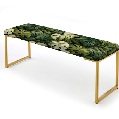 Monstera Elegance Tropical Pattern - Tropical Upholstered Gold Bench