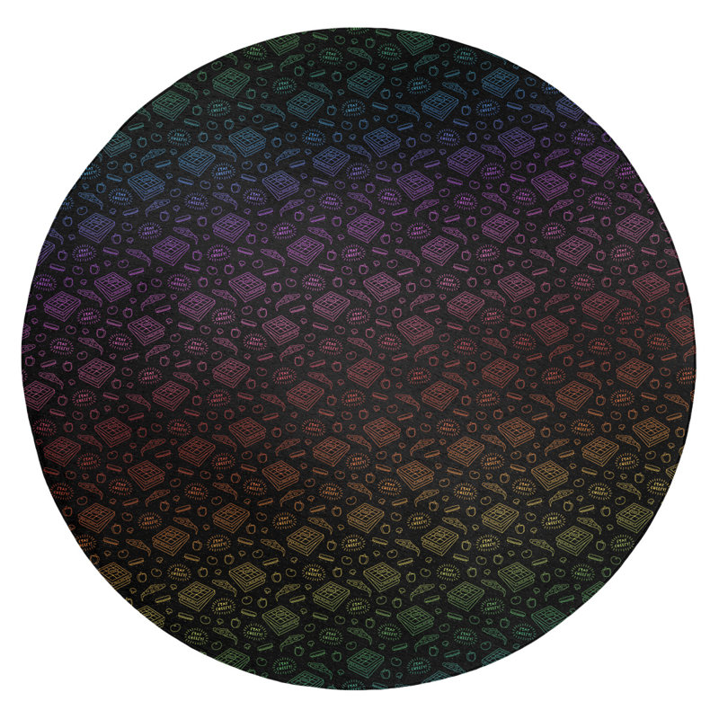 Tapis noir/orchidée/bleu ciel classic pizza, Rond 5 pi