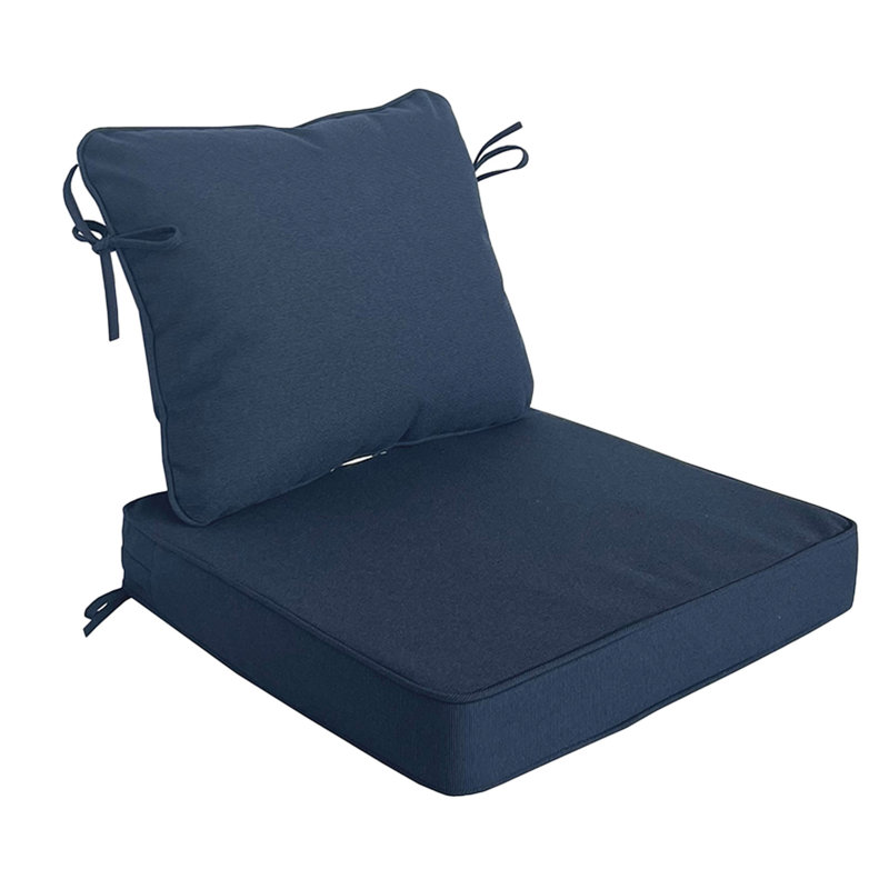 19" x 19" Outdoor/Indoor Dining Chair Cushion Seat and Back (Set of 1) - Water Resistant Design, Blue