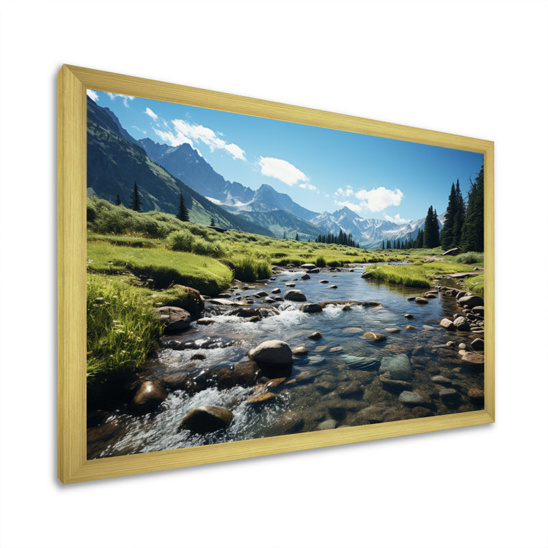 «USA Rocky Mountain National Park River I», reproduction d'art sur toile encadrée, H 16 po x l 32 po x P 1 po, Cadre doré